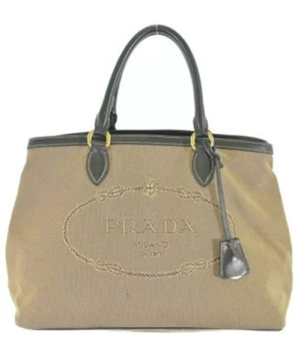 Prada Tote Bag Beige Cream Black